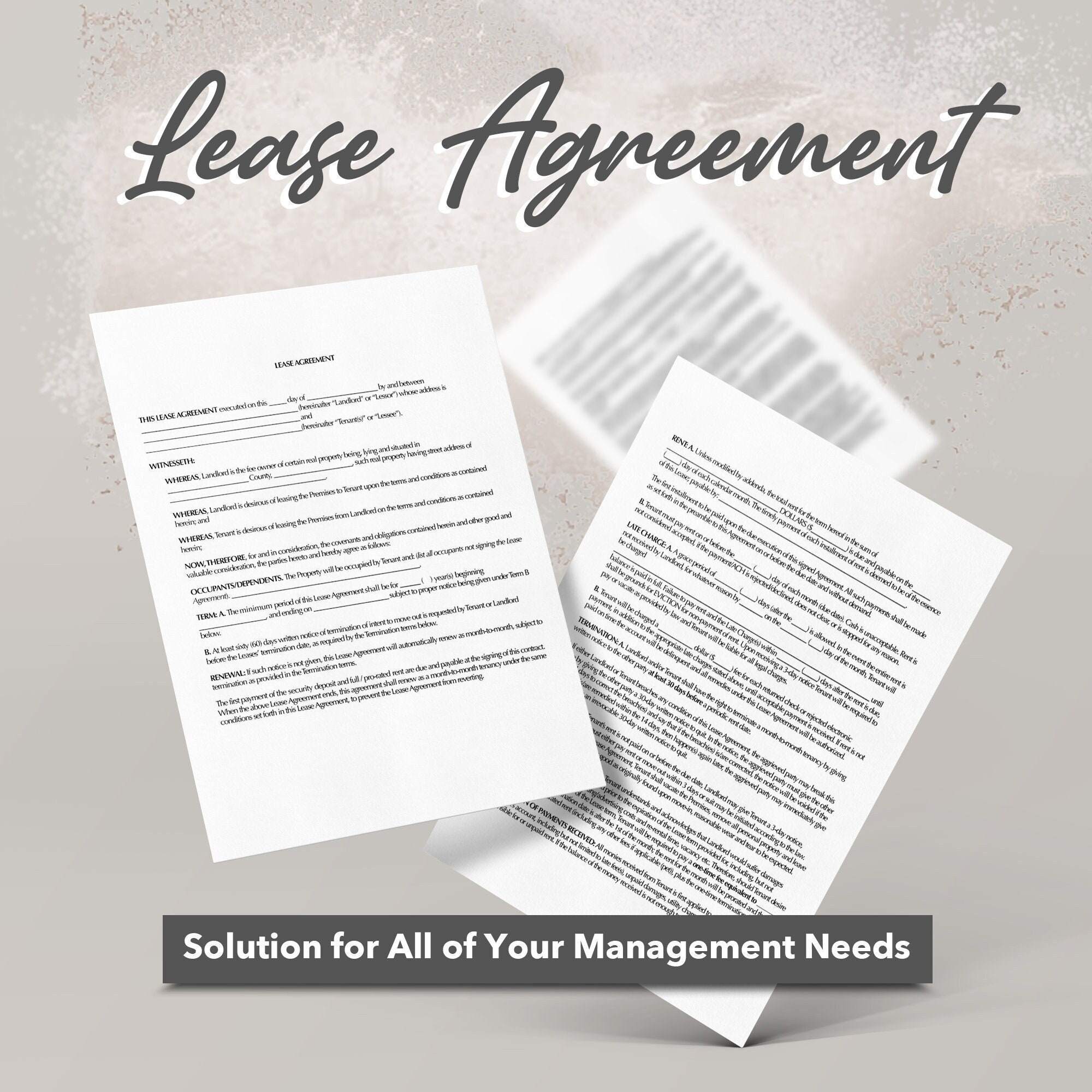 Residential Lease Agreement Real Estate Form - Etsy