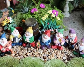Small 2 Gnomes Touch of Nature Gnome Assortments 4 pc Small Gnomes Garden Gnomes Assortment of Gnomes Garden Gnomes Miniature Gnomes 