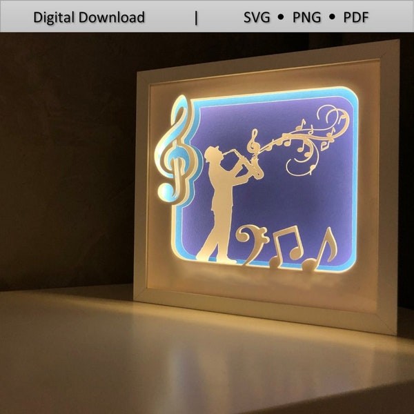 Musician, Saxophone, Music lover, 3D Paper Cut Light Box Template Files, Shadow Box SVG,3D Papercut LightBox Svg File DIY, Cricut,Silhouette Musician, Saxophone, Music lover, 3D Paper Cut Light Box Template Files, Shadow Box SVG,3D Papercut LightBox Svg File DIY, Cricut,Silhouette