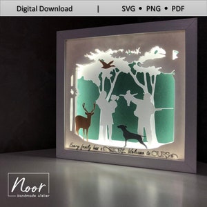 Hunting lover/Hunter passion 3D Paper Cut Light Box Template, Shadow Box SVG, 3D Papercut LightBox Svg File DIY, Cricut Svg, Silhouette Svg