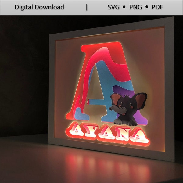 Girl template letter A with elephant, CUSTOMIZABLE,3D Paper Cut Light Box Template Files,Shadow Box,3D Papercut LightBox, Cricut, Silhouette Girl template letter A with elephant, CUSTOMIZABLE,3D Paper Cut Light Box Template Files,Shadow Box,3D Papercut LightBox, Cricut, Silhouette