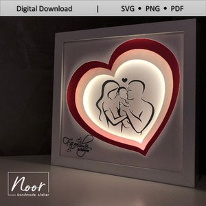 Family portrait 3D Paper Cut Light Box Template Files, Shadow Box SVG, 3D Papercut LightBox Svg File DIY, Cricut Svg, Silhouette Svg
