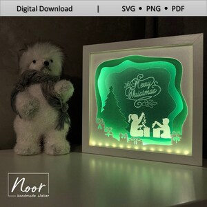 Christmas opening gifts 3D Paper Cut Light Box Template Files, Shadow Box SVG, 3D Papercut LightBox Svg File DIY, Cricut Svg, Silhouette Svg