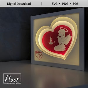Angel/ Blessed 3D Paper Cut Light Box Template Files, Shadow Box SVG, 3D Papercut LightBox Svg File DIY, Cricut Svg, Silhouette Svg