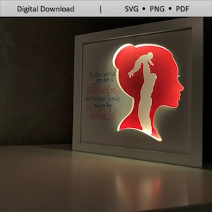 Mother gift/ Family gift/ Family with child,3D Paper Cut Light Box Template Files,Shadow Box,3D Papercut LightBox Svg File,Cricut,Silhouette