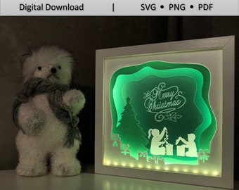 Julljuslåda SVG-mall: 3D-pappersklippfil (digital nedladdning)