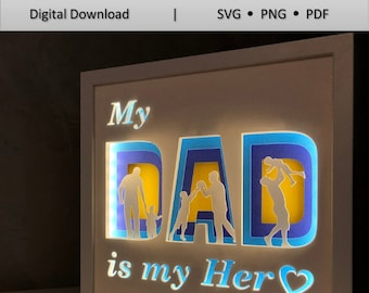 Dad Hero 3D Paper Cut Light Box Template (Digital Download)