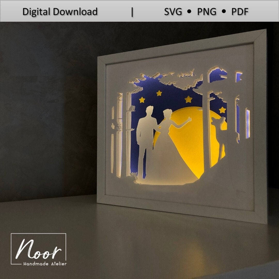 Wedding Couple 3D Paper Cut Light Box Template (digital Download) - Etsy