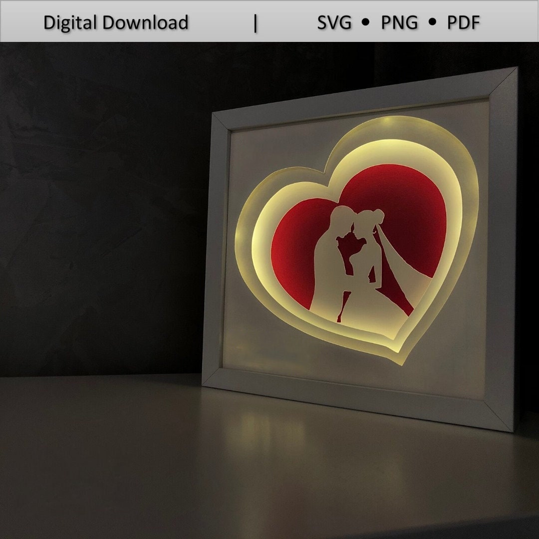 Wedding Couple 3D Paper Cut Light Box Template (digital Download ...