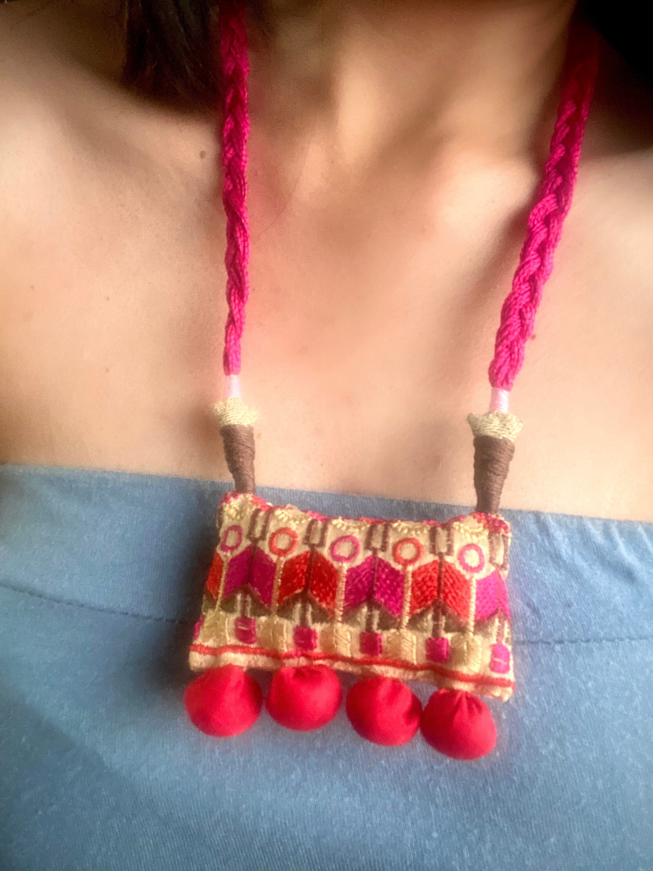 Collier Boho/Collier Rose Long Bijoux Colorés de Plage