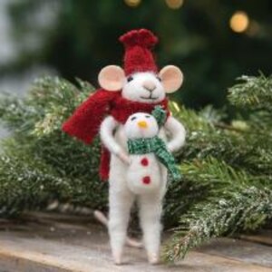 Hanging Ornaments, Wool Animals, Felt Mouse, Felted Animals, Felt Mouse Ornament, Felted Mouse, Christmas Snowman & Baby Felted Ornament