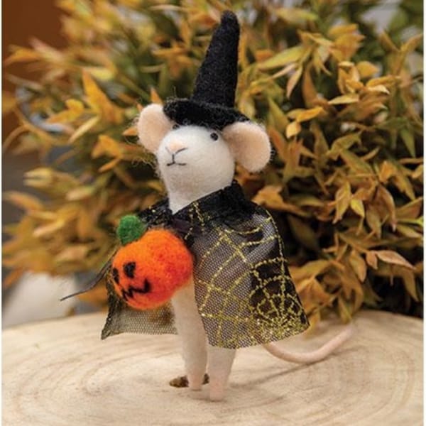 Felted Animals, Felt Mouse, Felt Mouse Ornament, Felted Mouse, Felted Witch Mouse, Hanging Ornaments, Wool Animals