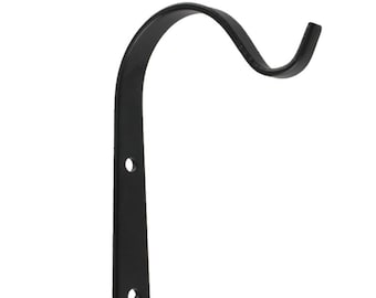 Set of 2 Iron Plant Hanger, Heavy-Duty Metal Hooks for Hanging Lanterns, Wall Hook, Bracket for Bird Feeders, Screws Included, Black