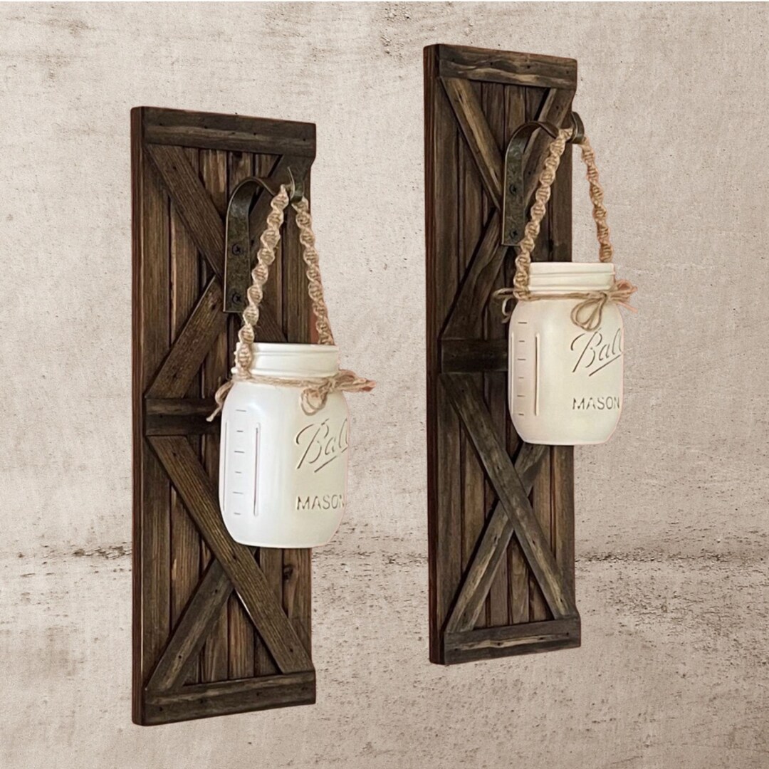 Wall Sconces, Farmhouse Wall Decor, Set of Two Wall Sconce, Rustic Home Decor, Sconces Wall ...