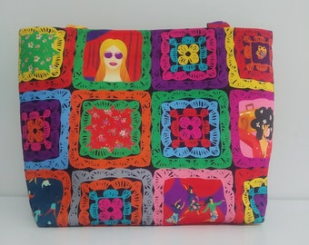 Handmade Bohemian Patchwork Beach Bag: Colorful Cotton Tote