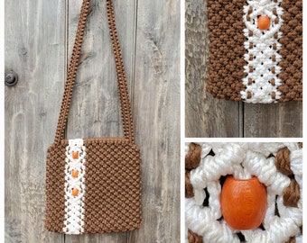 70s Terra Cotta Macrame Shoulder Bag