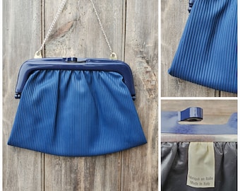 60er Jahre Mod Marineblaue Vinyl Handtasche