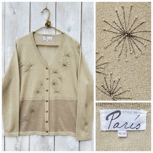 80s does 50s &quot;Paris&quot; Sparkly Fireworks Sweater.  Medium