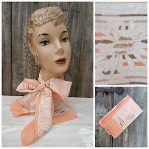 70s Chiffon Chrysanthemum Scarf in Peach Cobbler