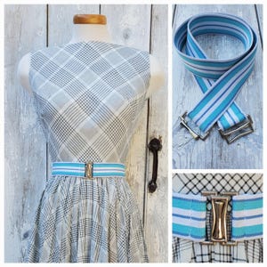80s Elastic Stretchy Belt in Sea Stripes   Medium