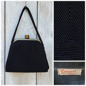 Vintage 1940s Corde Handbag in Smoky Black