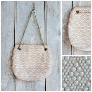 60s Swirly Bead Handbag in Creampuff