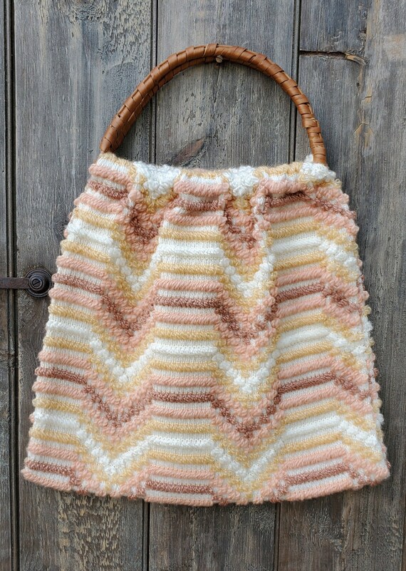 Vintage 1950s Chenille Carpet Bag - image 3