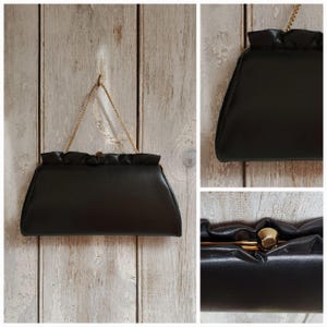 60s Black Ruffle Clutch