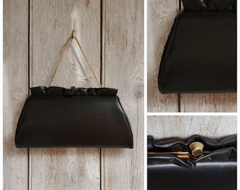 60er Jahre schwarze Rüschen Clutch