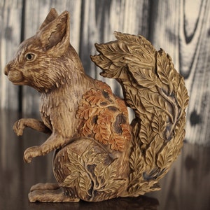 Squirrel figurine Woodland Animal Wooden squirrel sculpture