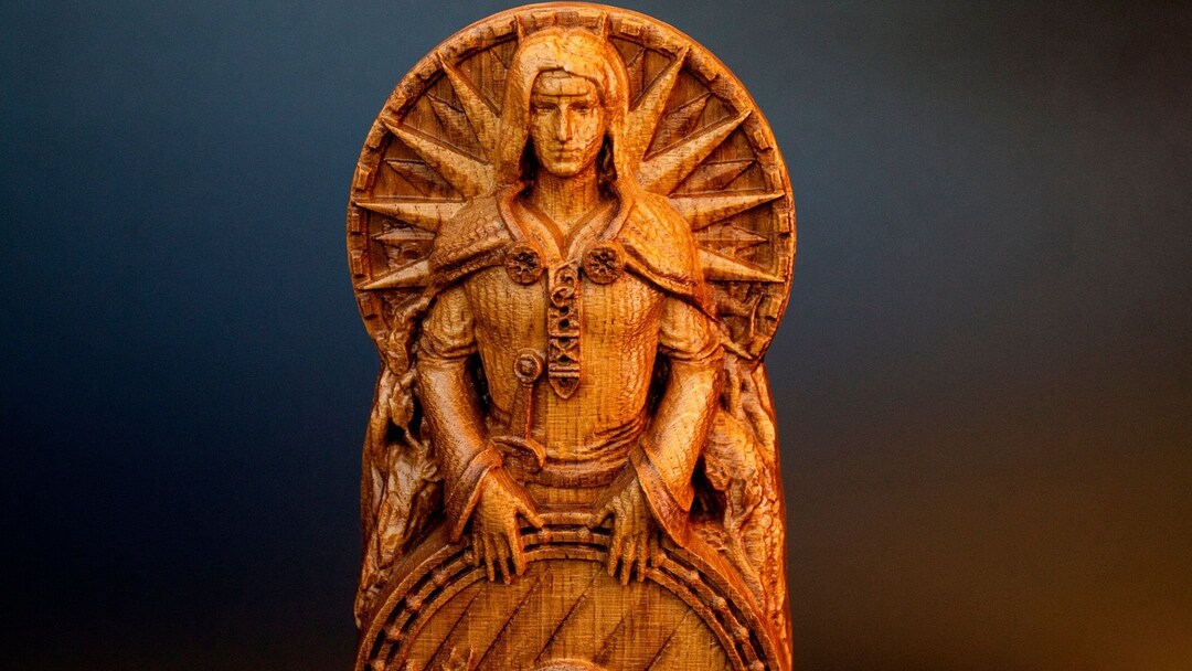 Baldr Wood Statue Cusomizable Wooden Statuette Ancient Norse Etsy