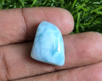Dominican Larimar Cabochon Caribbean Sky Blue Tear Gemstone Jelwery(5.9g) #LC161