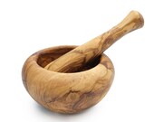 Olive Wood Mortar and Pestle Set, Mortar Pestle Set, Spice Grinder, Farmhouse Kitchen Decor