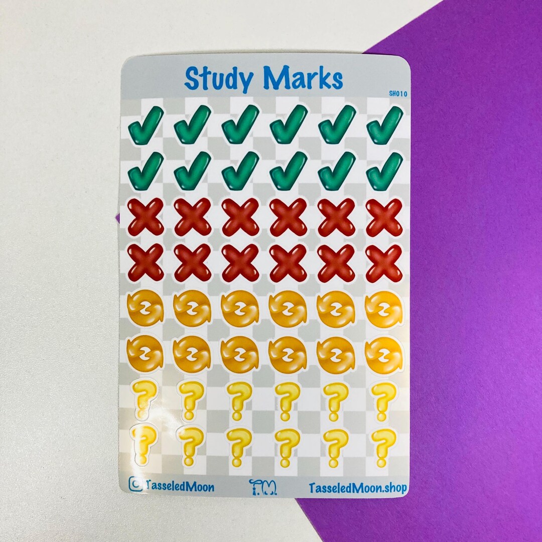 Study Marks Sticker Sheet - Etsy