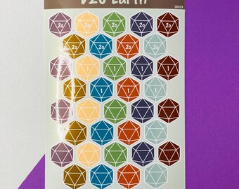 Jordnära D20-klistermärkesark