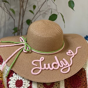Personalized Pamela-style hat with bow