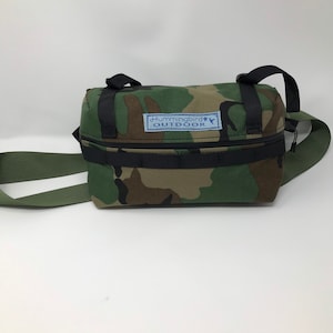 Large Bum Pack in camo. Same as a waist pack, fanny pack, or lumbar pack.