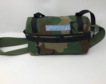 Large Bum Pack in camo. Same as a waist pack, fanny pack, or lumbar pack.