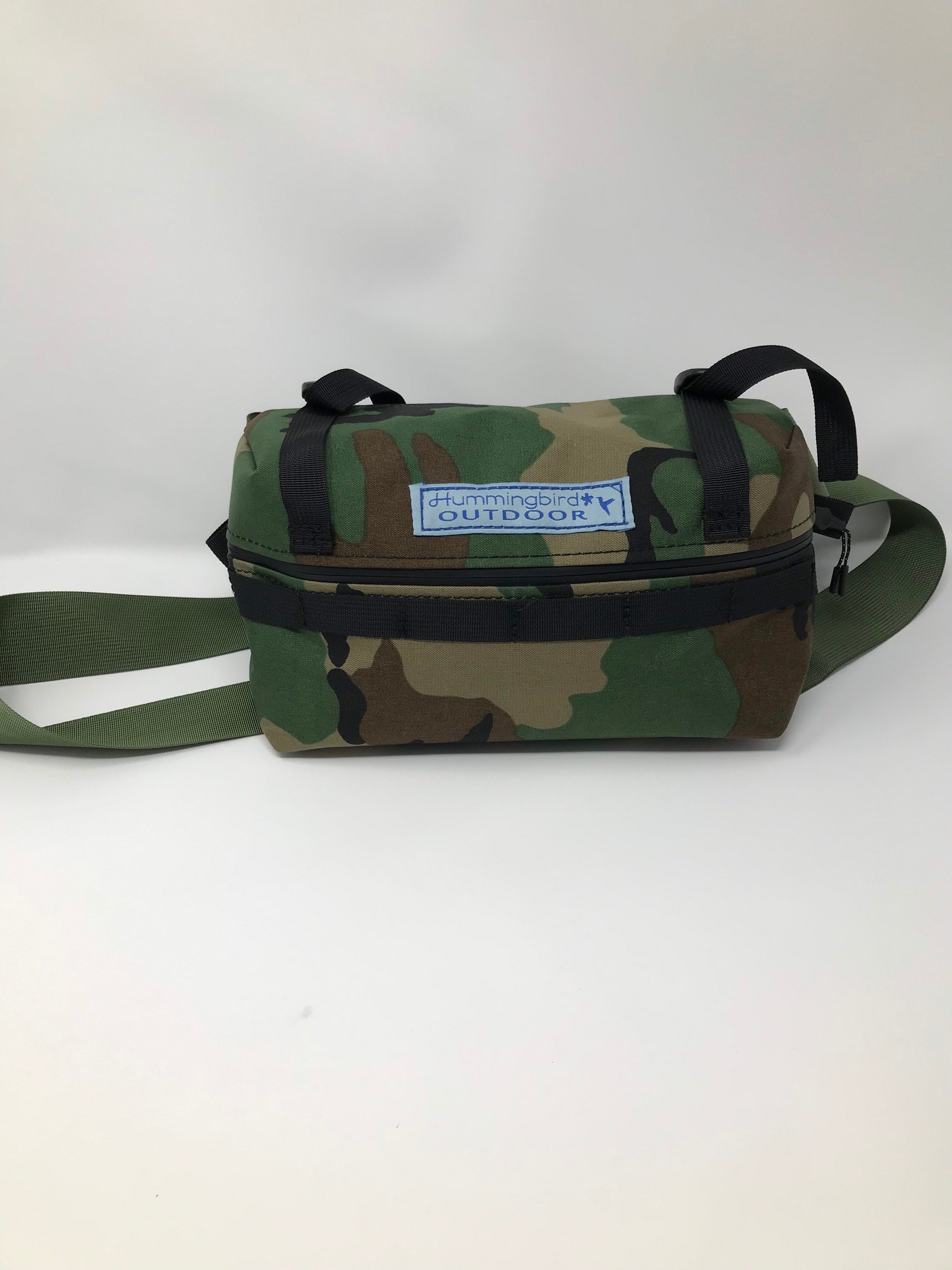 Large Bum Pack in camo. Same as a waist pack, fanny pack, or lumbar pack.