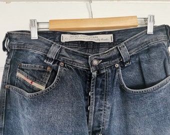 Diesel Saddler Ballon-Jeans, hochwertiger blau-grauer Jeansstoff, Größe XL