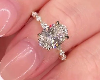 2CT Oval Cut Moissanite Engagement Ring Marquise Moissanite Diamond Band 14k Solid Gold Wedding Ring For Women Anniversary Ring Promise Ring