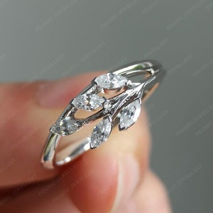 Marquise Cut Moissanite Engagement Ring,Marquise Leaf Wedding Ring,Women Wedding Band Ring 14k Solid Gold Ring Promise Ring Anniversary Ring