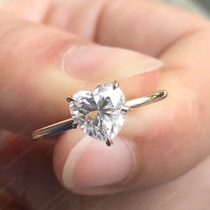 1.5Ct Heart Cut Moissanite Engagement Ring Solitaire Diamond Wedding Ring Ring 14k Solid Gold Ring For Women Promise Ring Anniversary Ring
