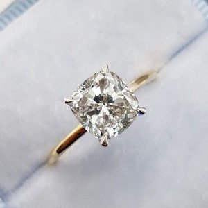 3ct Cushion Moissanite Engagement Ring 14k Solid Gold Solitaire Diamond Wedding Ring Promise ring Anniversary Ring Gift Ring For Women