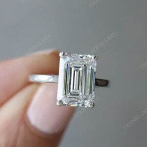 4Ct Emerald Cut Solitaire Moissanite Engagement Emerald Moissanite Diamond Wedding Ring 14k Solid White Gold Anniversary Ring promise Ring
