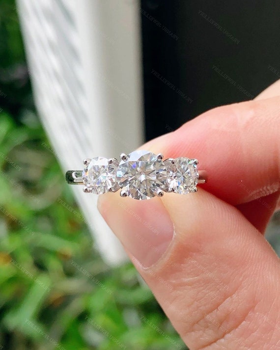 Promise Rings For Her Carat Three Stone Moissanite Ring