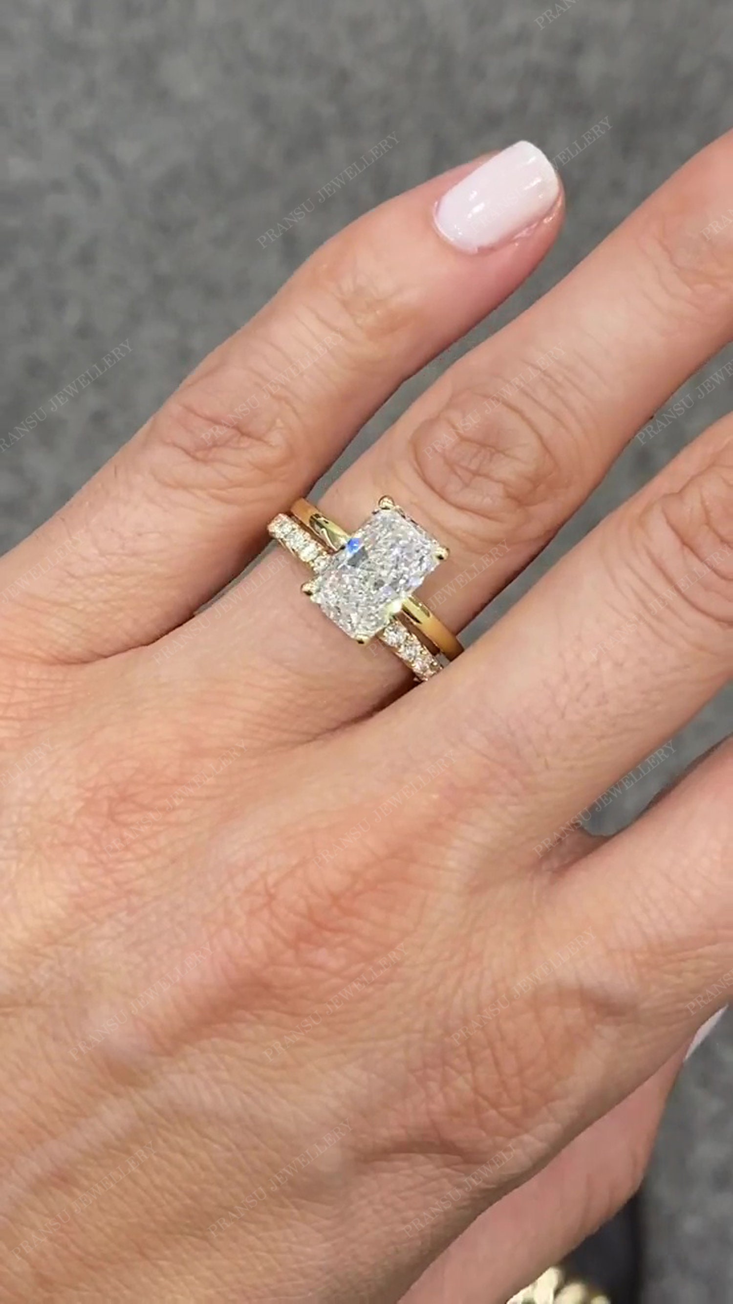 Nature Inspired Radiant Cut Moissanite Engagement Ring - Forever Moissanite