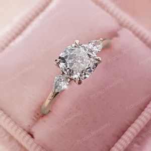 1.2ct Cushion cut Moissanite Engagement Ring 14k Solid Gold Three Stone Wedding Ring Anniversary Ring For Women Promise Ring Minimalist