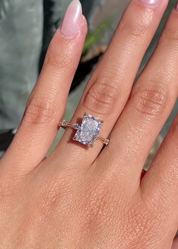 Radiant Cut Moissanite Engagement Rings For Women Radiant Cut