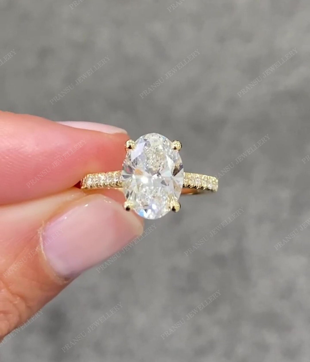 2.5ct Oval Cut Moissanite Engagement Ring 14k Solid Yellow Gold Diamond ...